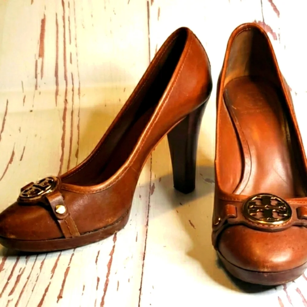 Tory Burch 9.5 Brown Distress Leather Heels